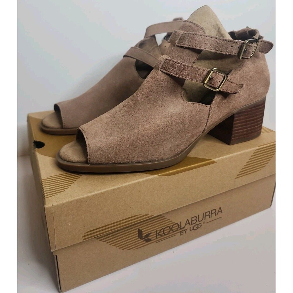 NWB Koolaburra By UGG Sophy Open Toe Heels Size 8.5 Brown Med Gray Sandal